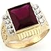 10k Gold Synthetic Garnet January Birthstone Mens title=