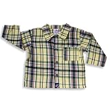 Charlie Rocket - Infant Boys Long Sleeve Plaid Button Down Shirt, Yellow, Navy, Green