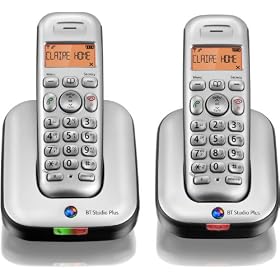 BT Studio Plus 4100 Twin DECT Cordless Telephone - Silver/Dark Grey