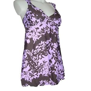 Buy Anne Cole 2 Piece Tankini Swimdress Swimsuit, Lavender and Chocolate Print by Anne Cole