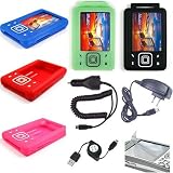  : (6 in 1 Package) Silicone Skin for Creative Zen 32gb 16gb 8gb 4gb 2 Gb Credit Card Size Media Player + Armband + Car Charger + Travel Charger + Retractable Data Cable + Screen Protector for Creative Zen Small wonder