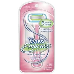 Gillette Venus Embrace Pink Razor, 1 Razor 2 Womens Razor Refill Cartridges Kit