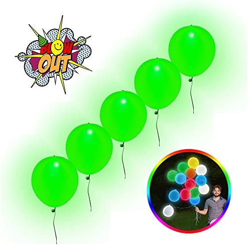 Light Up LED Balloons - Glow in the Dark Up to 18 Hours - Safe for Kids - Futuristic Party Supply / Decorations - Great for Birthdays / Weddings - 5 Pack Green - 100% Satisfaction Guaranteed!
