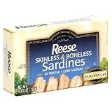 Big Save Reese Skinless and Boneless Sardines in Water,Low Sodium, 4.375-Ounce Cans (Pack of 10) by Reese