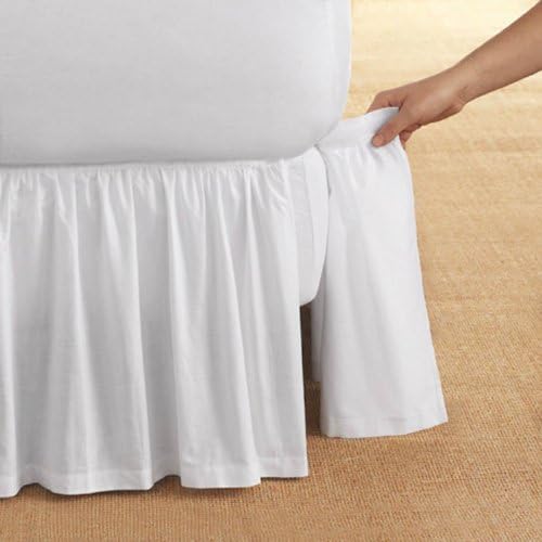 Detachable Ruffled Bed Skirt, Full, White, 21" Drop