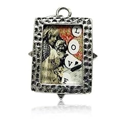 Burnished Antique Style Metal Photo Frame Key Chain Charm