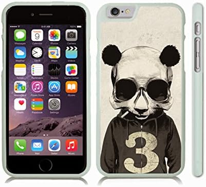 iStar Cases® iPhone 6 TPU Skin Cover with Smoking Panda Skull, Cool Design, Panda Skull in a Hoodie, Smoking , Rubber Grip, Slip-on TPU Soft Case (White)