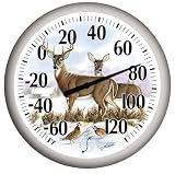 Springfield Precision Instruments Model 90007-114 13.25 Winter Deer Low Profile Patio Thermometer