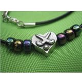 FIELD HOCKEY NECKLACE - PEWTER HEART WITH CROSSED FIELD HOCKEY STICKS