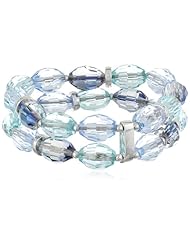 Napier "Aquarius Color" Faceted Blue Double Row Stretch Bracelet, 7"