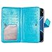 TabPow Galaxy S7 Edge Case, 10 Card Slot - [ID Slot][Button] Wallet Folio PU Leather Case Cover with Detachable Magnetic Hard Case for Samsung Galaxy S7 Edge, Turquoise Blue