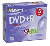 Memorex 4.7GB 8x DVD+R (5-Pack in Jewel Cases)