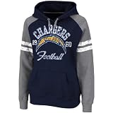 NFL Women's San Diego Chargers Long Sleeve Raglan Pullover Fleece Heather Hood (Navy/Gray, Medium)