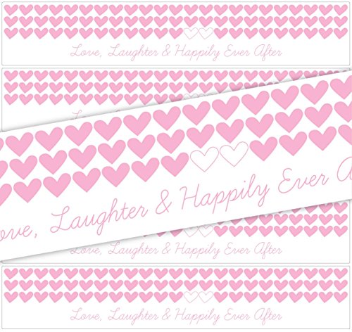 24 Hearts Waterproof Water Bottle Labels; Love, Laughter & Happily Ever After (Pink) 24 Hearts Waterproof Water Bottle Labels; Love, Laughter & Happily Ever After (Pink)