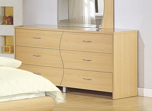 Contemporary Style Natural Maple Finish Wood Dresser Chest