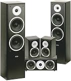 Kit 5 enceintes home-cinéma Eltax Universe finition Noir comprenant la paire d'enceintes colonne, l'enceinte centrale et la paire d'enceintes d'effets arrière