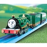 Thomas and Friends Motorized Road and Rail Battery Powered Tank Engine : Emily with 1 Passenger Carriage and 1 Freight Wagon