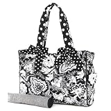 Belvah Quilted Floral Diaper Bag (Black/ White)