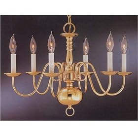 Thomas Lighting Brass Single Tier Colonial Chandelier by Thomas Lighting