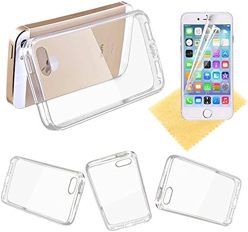 iPhone SE Case - Best TPU Clear Ultra Protective Transparent Case Shock Absorbing and Drop Resistant Anti Scratch Cover with FREE Screen Protector and Wipe.