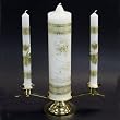 3-pc Wedding Candle Set with Brass Base - Gold Finish