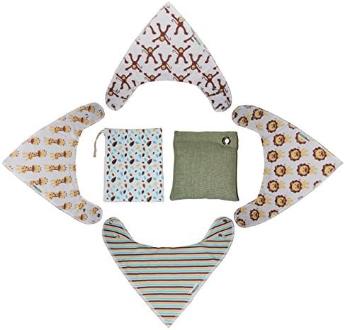 Baby Bandana Bibs By Edamommy - Premium Quality, Soft, Absorbent Organic Cotton - Unique, Unisex, Cute Wild Animal Patterns &amp; Vivid Colors - Ideal For Newborn &amp; Teething Baby Boys &amp; Girls - Pack Of 4