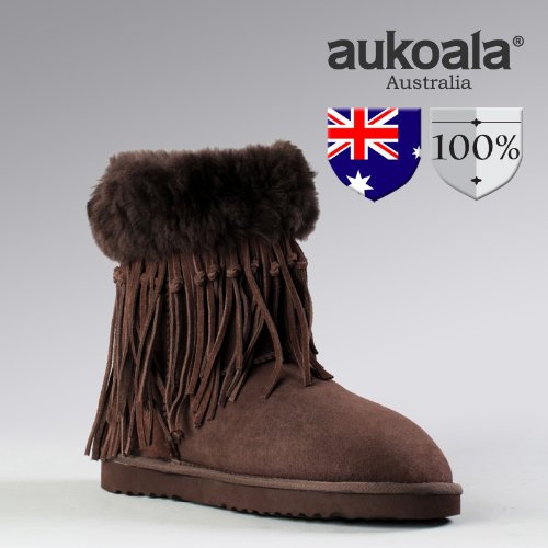 Aukoala Snow Boots Australia Sheepskin Warm Fundy For Womens_Chocolate_Us Size 5 On Sale