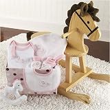 Baby Aspen Girl Rocking Horse Pink Layette Eight Piece Gift Set