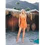 2Pc Lace Mini Dress With Lace Up Front And G-String