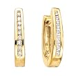 14K Yellow Gold 1/4 ct. Diamond Channel Set "U" Shaped Huggie Earrings