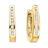 14K Yellow Gold 1/2 ct. Diamond Channel Set U Shaped Huggie Earrings