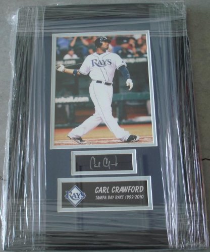 Carl Crawford Hand Signed Tampa Bay Rays 8 x 10 Photo Collage - Custom Framed - Framed MLB Photos, Plaques, and Collages