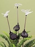 Club Pack of 12 Enchanted Garden White Butterfly/Dragonfly/Bird Solar Stakes 30"