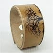 Handmade Genuine Leather Cuff Bracelet SEPIA TREE PRINT Style 47- In Choice of Sizes