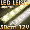 SuperFlux LED Leiste 50cm 12V DC WARM-WEISS - IP65! - 30 MEGA helle LEDs - vergossen im weißen Kunststoffprofil - IDEAL für indirekte Beleuchtung - SUPER HELL