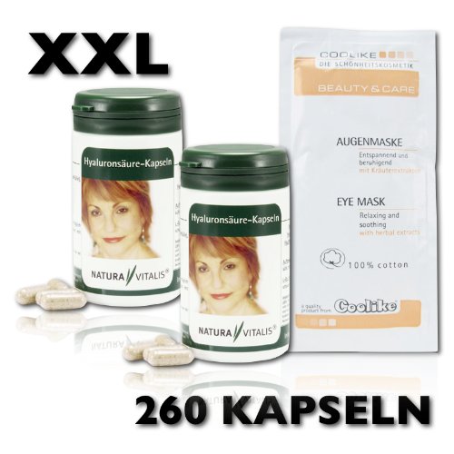 Natura Vitalis Hyalurons&auml;urekapseln 260 St&uuml;ck + Augenmaske Preisvergleich