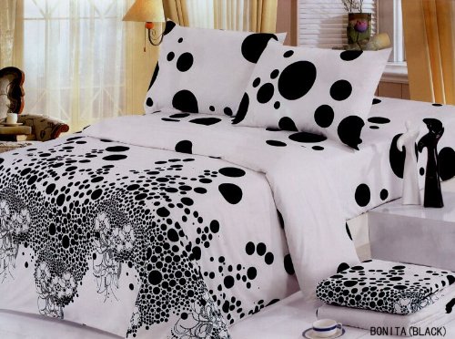 Bonita Black King Size Duvet Cover Bedding Set by Le Vele