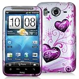 HTC INSPIRE BRAND PREMIUM PROTECTOR CASE - PINK BUTTERFLY HEART ON WHITE