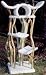 Pagoda on High Rustic Cat Tree : Color BEIGE : Leg Covering SISAL ROPE ON TWO LEGS : Size 4 LEVELS - 2 CRADLES,1 PAGODA,1 ROUND