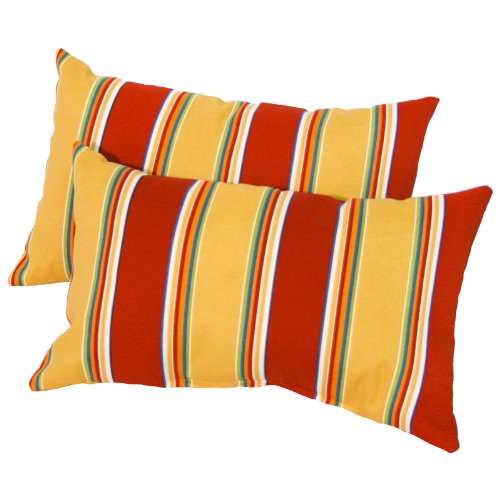 Greendale Home Fashions Rectangle Indoor/Outdoor Accent Pillows, Carnival Stripe, Set of 2