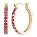 10k Yellow Gold Lab Created Ruby Hoop Earrings