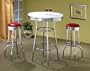 3pcs Retro Style Red & Chrome Bar Table & 2 Stools Set