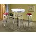 3pcs Retro Style Red & Chrome Bar Table & 2 Stools Set