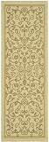 2'4 x 6'7 Runner Safavieh CY2098-1E01-27 Natural/Olive Color Machine Made Belgian Courtyard Collection Indoor/Outdoor Rug
