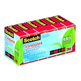 Scotch Transparent Greener Tape, 3/4 x 900 Inches, Boxed, 6 Rolls (612-6P)