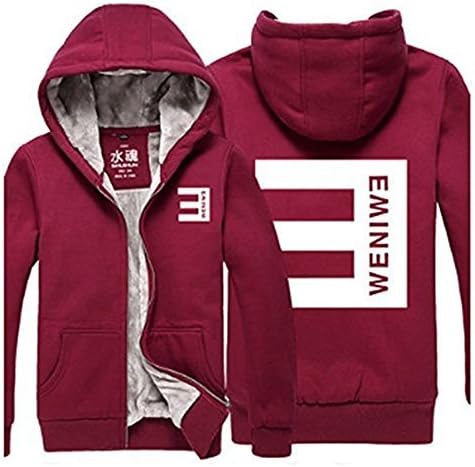 PKCos Eminem Hip Hop Fleece Zipper Hoodie Asian Size (Claret-red, M)