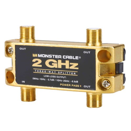 Monster Cable TGHZ3RF 3Way LowLoss RF Splitter for TV and Satellite 2 GHz