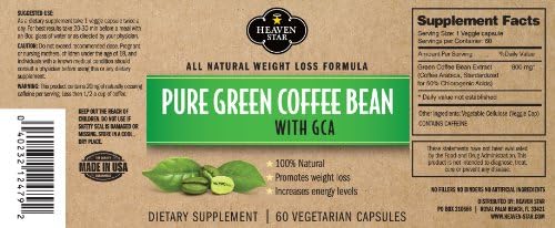HeavenStar Green Coffee Bean Extract Lose Weight Naturally Clinically Proven Formula - All Natural Weight Loss Supplements (Made In The USA)