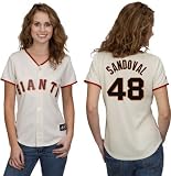 MLB Women's San Francisco Giants Pablo Sandoval Ivory Home Short Sleeve 5 Button Synthetic Replica Baseball Jersey Spring 2012  (Ivory, Small)