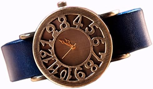 Women Fashion Wristwatch Retro Design Hollow Numbers Display Quartz Watch (Navy Blue)
